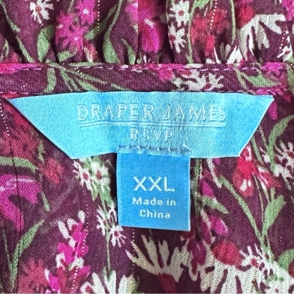 Draper James RSVP NWT XXL Purple Floral Smocked Chiffon Dress L/S Metallic - Picture 10 of 12